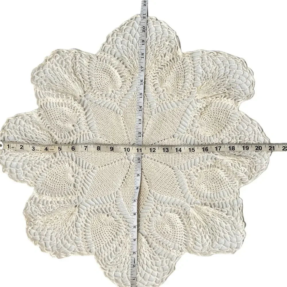 Vtg Hand Crochet Pineapple Doily 21